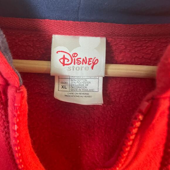 Vintage Disney Eeyore Winnie The Pooh Zip Up Hoodie Sweatsirt Red Size XL - Picture 8 of 12